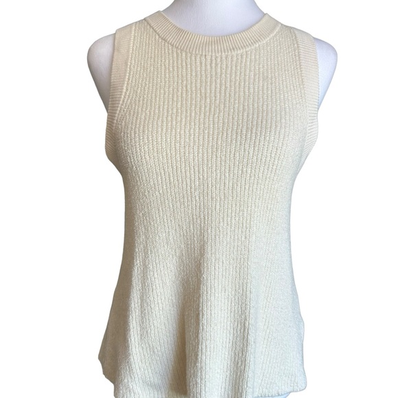 Moth by Anthropologie Cream Button Up Back Knit Sleeveless Top Size XS - Picture 4 of 17
